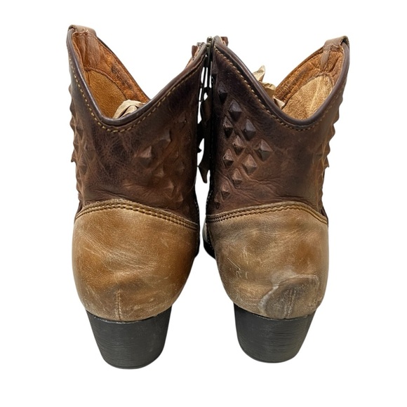 Born Brown Tan 7 Leather Distressed Western Cowboy Boho Comfort Ankle Boots - Picture 5 of 12